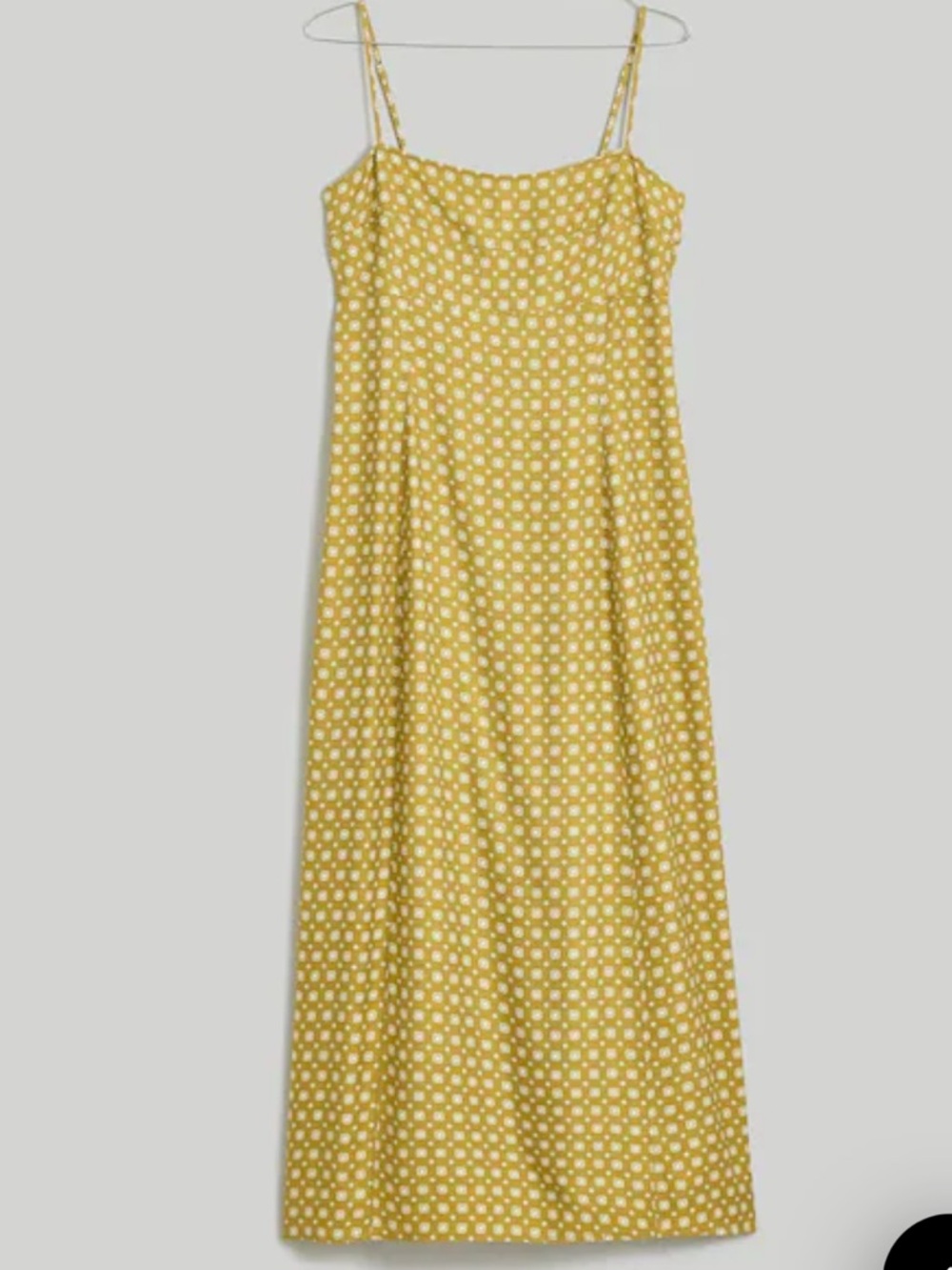 NWOT - Madewell Yellow/green Polka Dot Maxi Dress with Spaghetti Straps